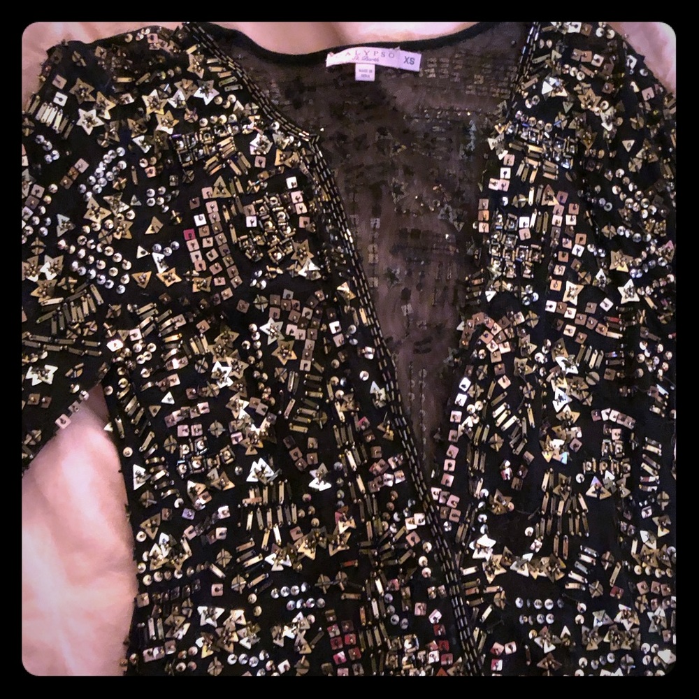 Calypso beaded sweater cover-up